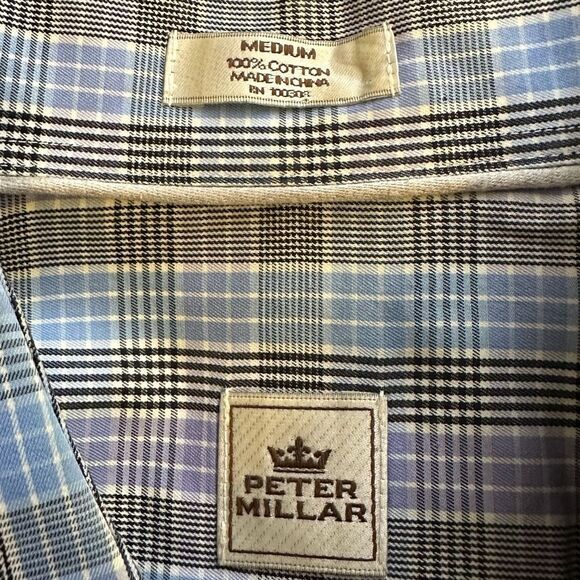 Peter Millar Blue/Purple/Black Plaid Long Sleeve Shirt in Size Medium - Picture 2 of 5